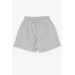 Boy Shorts With Pocket And Drawstring Letter Print Silver Color (3-7 Years)