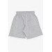 Boy Shorts Printed With Pocket And Elastic Waist Silver Color (8-14 Years)