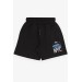 Boy Shorts With Drawstring Pocket Letters Black (3-7 Years)