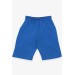 Boy Shorts Printed Elastic Waist With Rope Color Blue (8-14 Years)