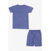 Boys Shorts Pajamas Set Patterned Dark Blue (4-8 Years)