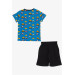 Boys Blue Printed T-Shirt And Shorts Pajama Set (1.5-5 Years)