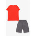Boys Shorts Set Printed Orange (8-14 Years)