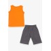 Boys Shorts Set Cycling Printed Orange (5-10 Years)