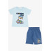 Boys Shorts Set Sailor Lion Printed Light Blue (1-4 Years)