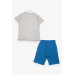 Boys Shorts Set Shark Printed Light Gray Melange (1.5-4 Years)