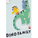 Boy Short Set Happy Dinosaur Family Printed Light Blue (1-4 Years)