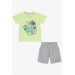 Boys Shorts Set King Of The Jungle Dinosaur Printed Pistachio Green (1.5-5 Years)