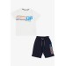 Boys Set Shorts With Printed T-Shirt In Beige Color (8-12 Years)