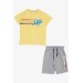 Boys Set Shorts With Printed Yellow T-Shirt (8-12 Years)