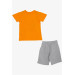 Boys Shorts Suit Giraffe Printed Orange (1-4 Years)
