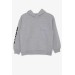 Boy's Sweatshirt Hooded Light Gray Melange (8-14 Years)