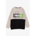 Boy's Sweatshirt Text Printed Beige (Ages 8-12)