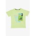 Boy's Printed T-Shirt, Light Green (6-12 Years)