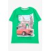 Green Car Printed Boy's T-Shirt (8-14Yrs)
