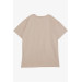 Boy's T-Shirt With Pocket Text Printed Beige (9-14 Years)