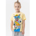Boys T-Shirt Crazy Skateboarder Puppy Printed Yellow (5-10 Years)