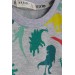 Boys T-Shirt Colored Dinosaur Printed Gray Melange (5-9 Years)