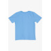 Boy's T-Shirt Colored Text Printed Blue (8-14 Years)