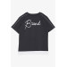 Boys T-Shirt Anthracite With Text Print (8-14 Years)