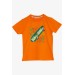 Orange Printed Boy's T-Shirt (5-10 Years)