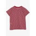 Boys Red Striped Printed T-Shirt (8-14 Years)