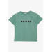 Boy's T-Shirt Mint Green With Text Print (5-10 Years)