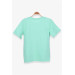Boy's T-Shirt Mint Green With Text Print (9-16 Years)