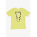 Boy's T-Shirt With Text Print Yellow (8-14 Years)