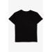 Boy's T-Shirt With Text Print Black (5-10 Years)