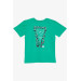 Boy's T-Shirt With Text Print Green (8-14 Years)
