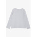 Boy's Long Sleeve T-Shirt Basic Light Gray Melange (Age 4-8)