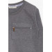Boy Long Sleeve T-Shirt With Pocket Zipper Dark Gray Melange (5-10 Years)