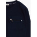 Boy's Long Sleeved T-Shirt With Pocket Zipper Navy Blue (5-10 Years)