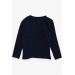 Boy's Long Sleeved T-Shirt With Pocket Zipper Navy Blue (5-10 Years)