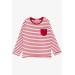Boy's Long Sleeve T-Shirt Striped With Pockets Red (3-8 Years)