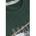 Boys' Long Sleeve T-Shirt Patterned Text Print Dark Green (6-12 Years)