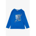 Boys Long Sleeve T-Shirt Patterned Text Printed Sax (6-12 Years)