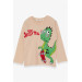 Boy Long Sleeve T-Shirt Dinosaur Printed Beige (2-6 Years)