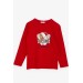 Boy's T-Shirt With Long Sleeves Printed Color Red (4-8 Years)