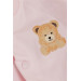Baby Girl 3-Piece Set Teddy Bear Printed Laced With Snap Fasteners Pink (0-9 Months)