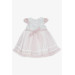 فستان بناتي لحديثات الولادة مزين بالتول والدانتيل وبورد اكسسوار لون ليلكي (6 اشهر -2 سنة)