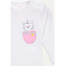 Baby Girl Snap Fastener Body Caticorn Printed White (9 Months)