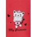 Baby Girl Snap Snap Body Princess Kitten Printed Coral (9 Months-3 Years)