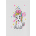 Baby Girl Snap Zipper Body Cheerful Unicorn Printed Ecru (3 Ages)