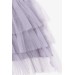 فستان بناتي لحديثات الولادة مزين بالتول لون بودرة (9 اشهر - 3 سنوات)