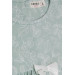 فستان للبنات حديثات الولادة بازرار كبس مزين بفيونكة مزخرفة بنقشة زهور لون أخضر نعناعي (9 شهور - 3 سنوات)