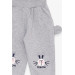 Baby Girl Sweatpants Bunny Embroidered Light Gray Melange (1-4 Years)
