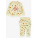 Baby Girl Tracksuit Set Floral Pattern Cream (6 Months-2 Years)