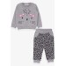 Baby Girl Tracksuit Set Leopard Gray Melange (9 Months-3 Years)